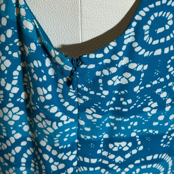 Evan Picone Teal/White Abstract Print Sleeveless Dress Stretch Womens Size 8 - Picture 6 of 11